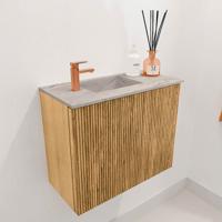 Toiletmeubel Mondiaz Joya Dlux | 50 cm | Meubelkleur Oak | Faye wastafel Glace Wasbak Links | 1 kraangat