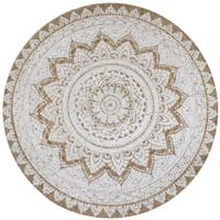 VidaXL Tapijt met print rond 90 cm gevlochten jute