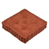 Stof Textile Vloerkussen Ribcord - terracotta - polyester - 45 x 45 x 10 cm - vierkant - Extra dik - thumbnail