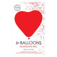 Globos Ballonnen hart ballonnen rood 30cm, 6st.