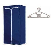 Mobiele opvouwbare kledingkast met blauwe hoes 160 cm incl 10 kledinghangers - Campingkledingkasten - thumbnail