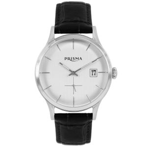 Prisma Herenhorloge P.2772 Lederen band Zilver