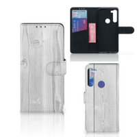 Motorola G8 Power Book Style Case White Wood - thumbnail