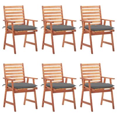 Tuinstoelen 6 st met kussens massief acaciahout