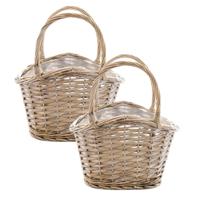 Hengselmand Wilg ? 32 x 18 x 22 cm - 2x - handgevlochten - Plantenmand - bloemenmand - mand
