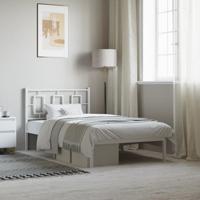 Bedframe met hoofdbord metaal wit 100x200 cm
