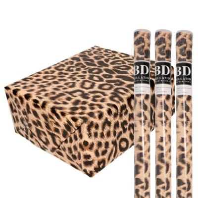Cadeau Inpakpapier in originele pantervel print - 3x - bruin - 200 x 70 cm - 70 grams - inpakken
