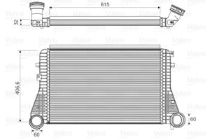 Intercooler, inlaatluchtkoeler VALEO, u.a. für VW, Skoda, Audi, Seat