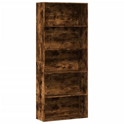 Boekenkast 80x30x189 cm bewerkt hout gerookt eikenkleurig