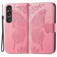 Sony Xperia 1 VI Butterfly Series Portemonnee Hoesje - Roze - thumbnail