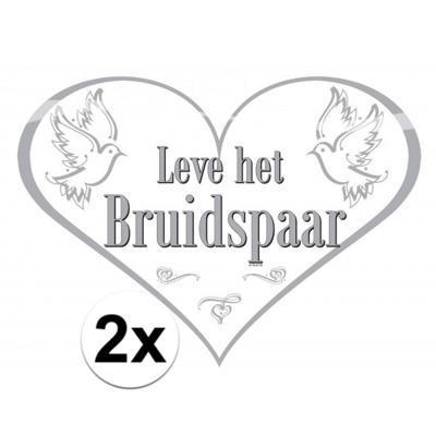 Folat Deurbord bruidspaar - 2x - 47 x 33 cm - karton - huwelijk feest versiering