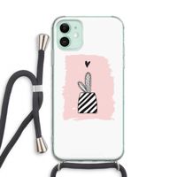 Zwart-wit cactus: iPhone 11 Transparant Hoesje met koord