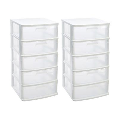 Plasticforte Ladeblok met 2x lades - wit/transparant - L40 x B39 x H81 cm - grote lades Plasticforte Ladeblok met 2x lades - wit/transparant - L40 x B39 x H81 cm - grote lades