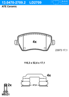 Remblokkenset, schijfrem ATE Ceramic ATE, u.a. fÃ¼r Dacia, Renault, Nissan, Mercedes-Benz, Lada - thumbnail