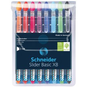 Schneider Schreibgeräte Slider Basic Zwart, Blauw, Lichtblauw, Lichtgroen, Oranje, Roze, Rood, Violet Stick balpen Extra vet 8 stuk(s)