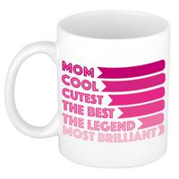 Cadeau koffie/thee mok voor mama - hartjes handvat - beste mama - roze - 300 ml - Moederdag   -
