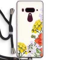 Wilde bloemen: HTC U12+ Transparant Hoesje met koord