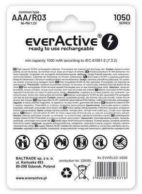 Oplaadbare batterijen everActive Ni-MH R03 AAA 550 mAh Infinity Line