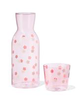 HEMA Karaf 1000ml met drinkglas bloemen