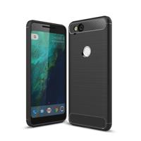 Voor Google Pixei 2 geborsteld textuur koolstofvezel schokbestendige TPU ruige Armor beschermende Case (zwart)