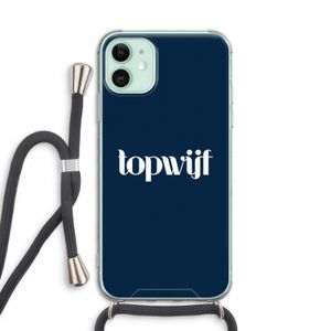 Topwijf Navy: iPhone 11 Transparant Hoesje met koord