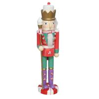 Notenkraker decoratie figuur/beeld - 10 x 8 x 38 cm - rood/groen/paars - kunststof