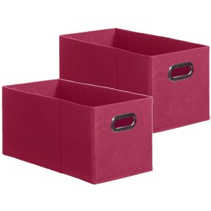 Set van 2x stuks opbergmand/kastmand 7 liter framboos roze linnen 31 x 15 x 15 cm