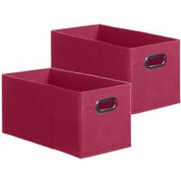 Set van 2x stuks opbergmand/kastmand 7 liter framboos roze linnen 31 x 15 x 15 cm