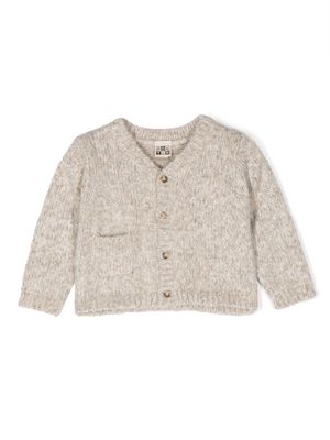 Bonton cardigan boutonné à col v - Tons neutres