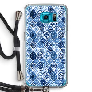 Blauw motief: Samsung Galaxy S6 Transparant Hoesje met koord