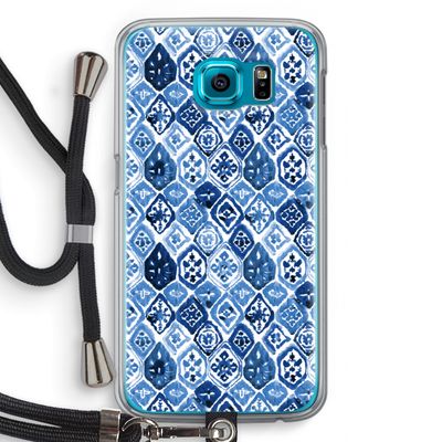 Blauw motief: Samsung Galaxy S6 Transparant Hoesje met koord
