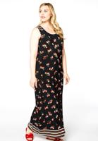 Yoek Maxi jurk CHERRY | Zwart | Maat 54/56
