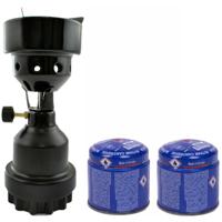 Camping kookstel/kookpit - metaal - zwart - incl. 2x gas navulling priktank - Koken - Campinggas