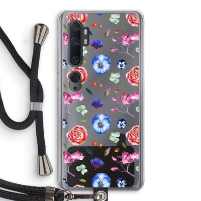 Bloemetjes: Xiaomi Mi Note 10 Pro Transparant Hoesje met koord