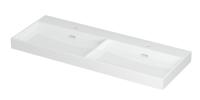 Wastafel Urban Porselein dubbel met 2 kraangaten 120 cm x 45 cm x 8 cm Glans wit 0201121