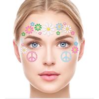 Fiestas Guirca Carnaval verkleed Gezicht stickers - Hippie flower power - plakdiamantjes - schmink stickers   -