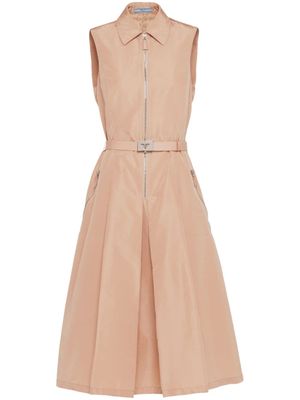 Prada robe mi-longue à taille ceinturée - Rose