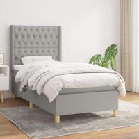 Boxspring met matras stof lichtgrijs 90x190 cm