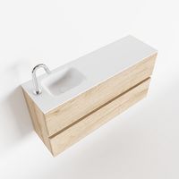 Toiletmeubel Mondiaz Ada | 100 cm | Meubelkleur Washed oak | Lex wastafel Talc Links | 1 kraangat