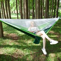 Draagbare buiten parachute hangmat met klamboes (groen)