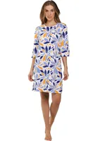 Dames zomer nachthemd driekwart mouw - Graphic Leaves - Modal dames nachtjapon