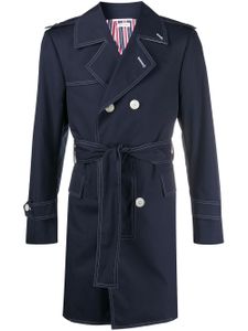 Thom Browne trench ceinturé à boutonnière croisée - Bleu