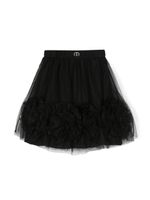 TWINSET Kids jupe en tulle à appliqués cœurs - Noir