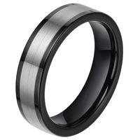Wolfraam heren ring smal model Zwart Zilverkleurig 6mm-17mm