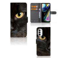 Motorola Moto G52 | Moto G82 | Telefoonhoesje | Met pasjeshouder | Zwarte Kat