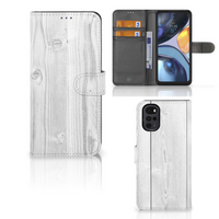 Motorola Moto G22 Book Style Case White Wood