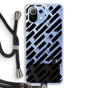 Zwarte vegen: Xiaomi Mi 11 Lite Transparant Hoesje met koord