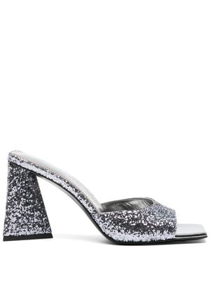 The Attico mules Mini Devon 85 mm à ornements en paillettes - Argent