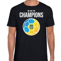 Oekraine EK/ WK supporter t-shirt we are the champions met Oekrainse voetbal zwart heren - thumbnail