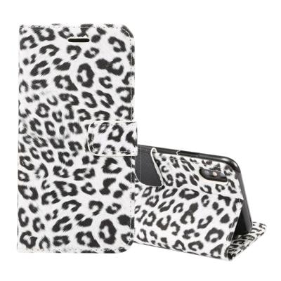 Luipaard patroon horizontale Flip lederen hoes for iPhone XS Max, met houder & Card Slots(White)